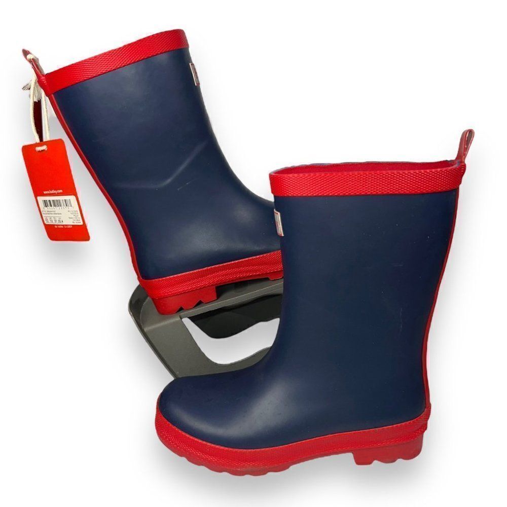 Hatley Navy & Red Rain Matte‎ Boots RB0NAVY307 Youth 13